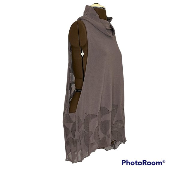 Sarah Pacini Mauve Cowl Neck Sleeveless Knit Vest - Picture 3 of 5